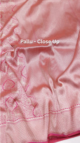 Pre-Order : Pink Pure Katan Silk Banarasi Shikargah Khinkhwad Handloom Saree