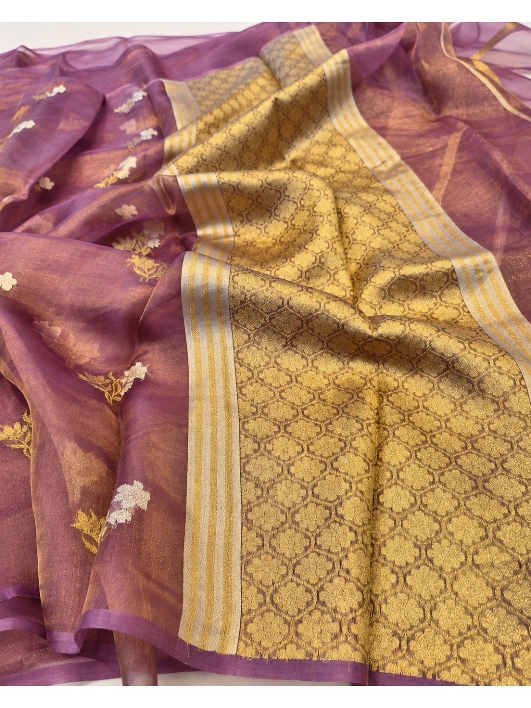 Mauve Tissue Silk Banarasi saree blouse piece