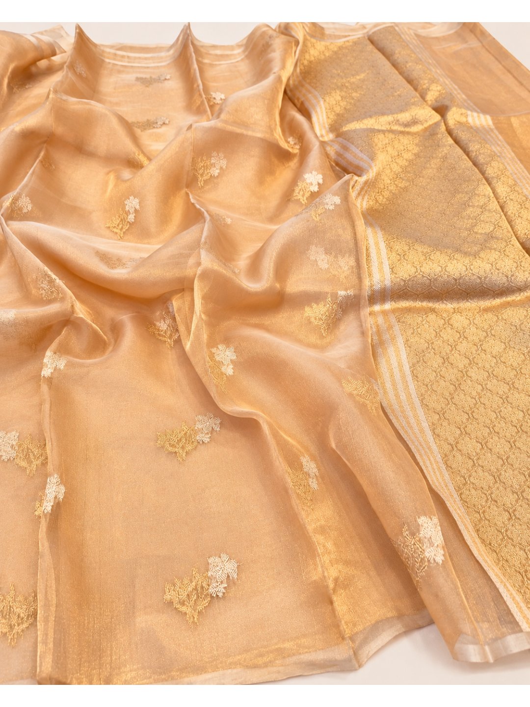 Gold Tissue Silk Banarasi saree blouse piece