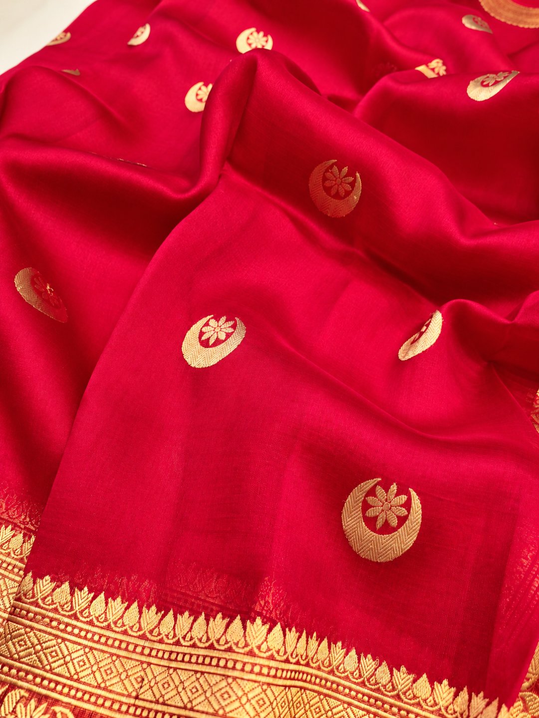 Cherry Pink Kora Silk Banarasi saree blouse piece