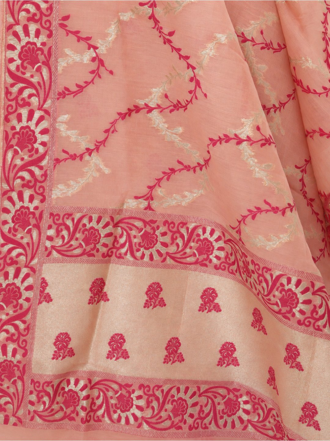 Peach Cotton Banarasi suit bottom detail