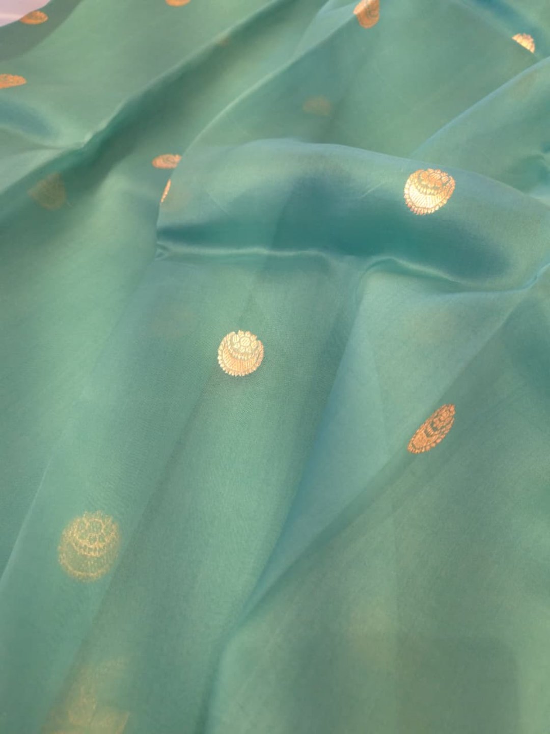 Sea Green Cora silk Banarasi saree blouse piece