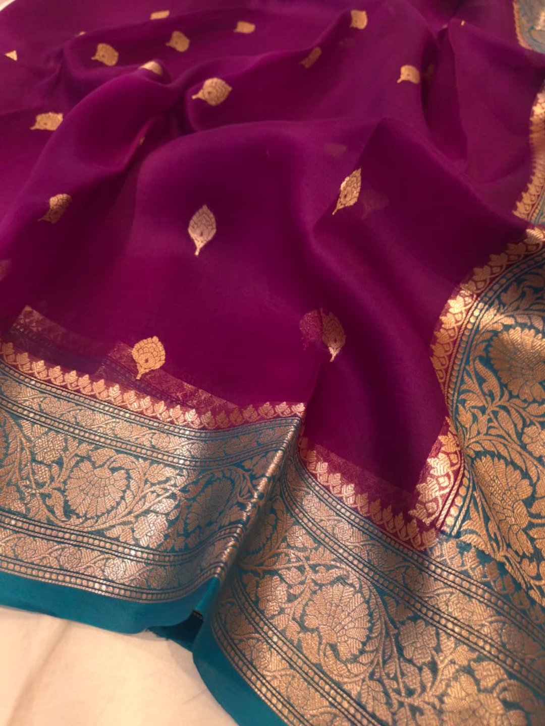 Purple Cora silk Banarasi saree blouse piece