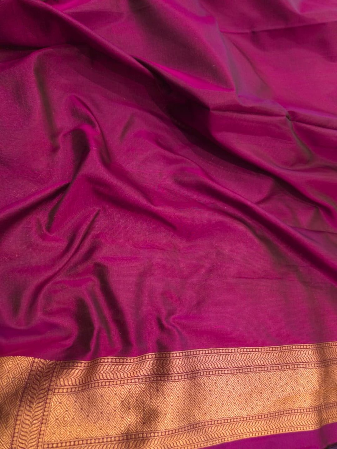 Deep Maroon Katan Silk Banarasi saree texture detail