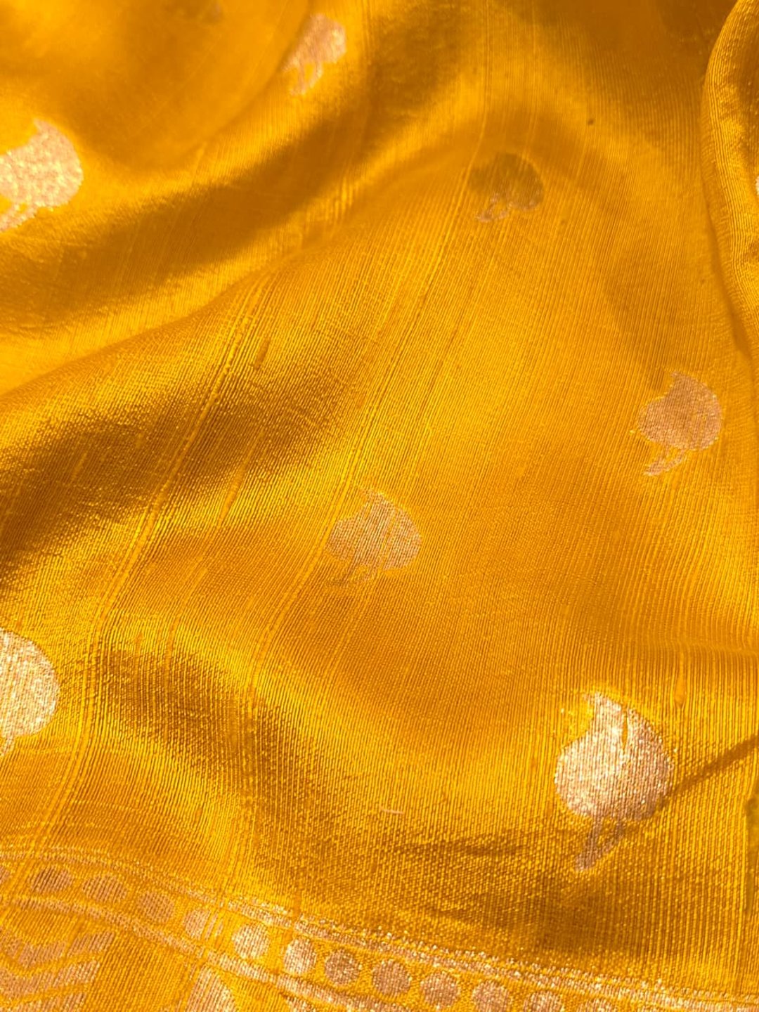 Musturd Yellow Tussar Silk Banarasi saree blouse piece