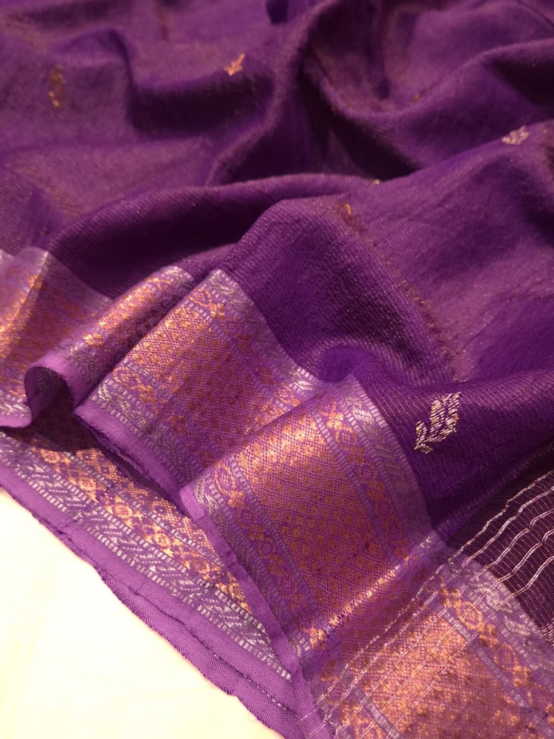 Deep Purple Tussar Silk Banarasi saree blouse piece