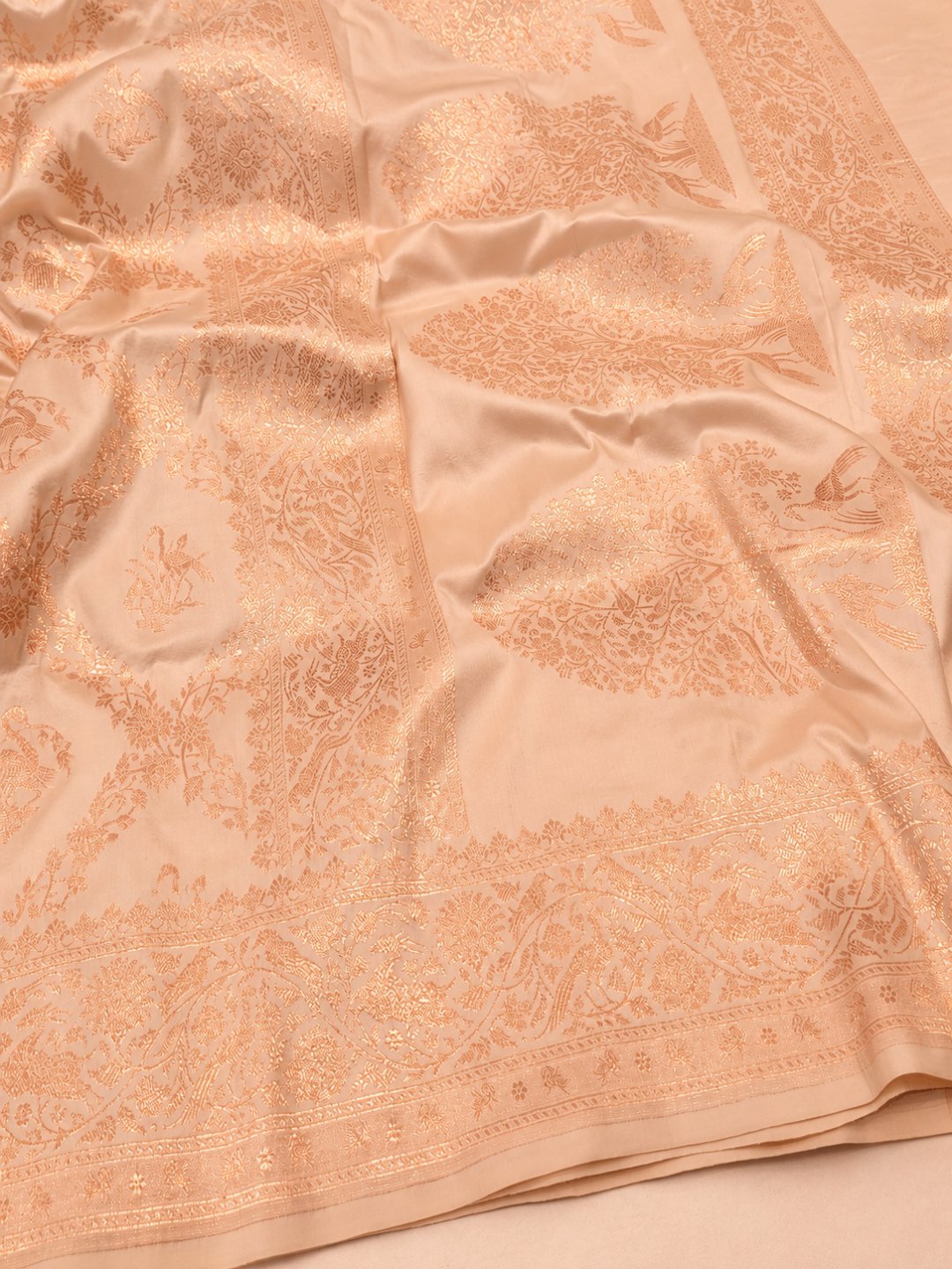 Ivory Katan Silk Banarasi saree blouse piece