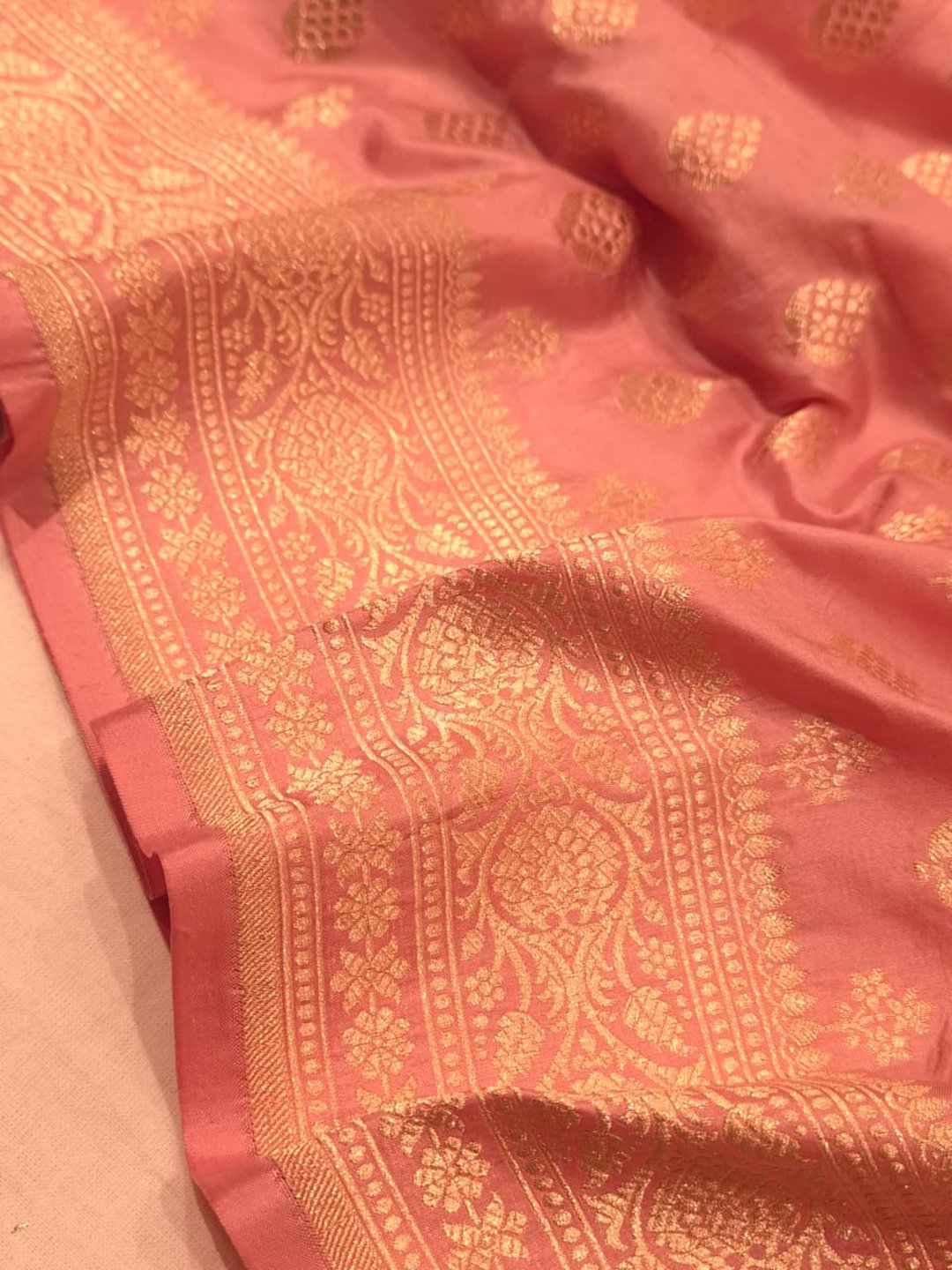 Light PInk Katan Silk Banarasi saree blouse piece