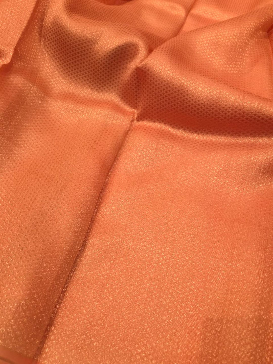 Peach Kora Silk Banarasi saree texture detail
