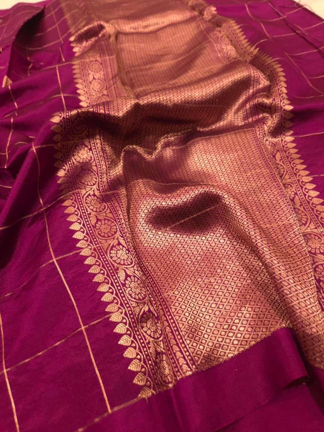 Royal Purple Katan Silk Banarasi saree blouse piece