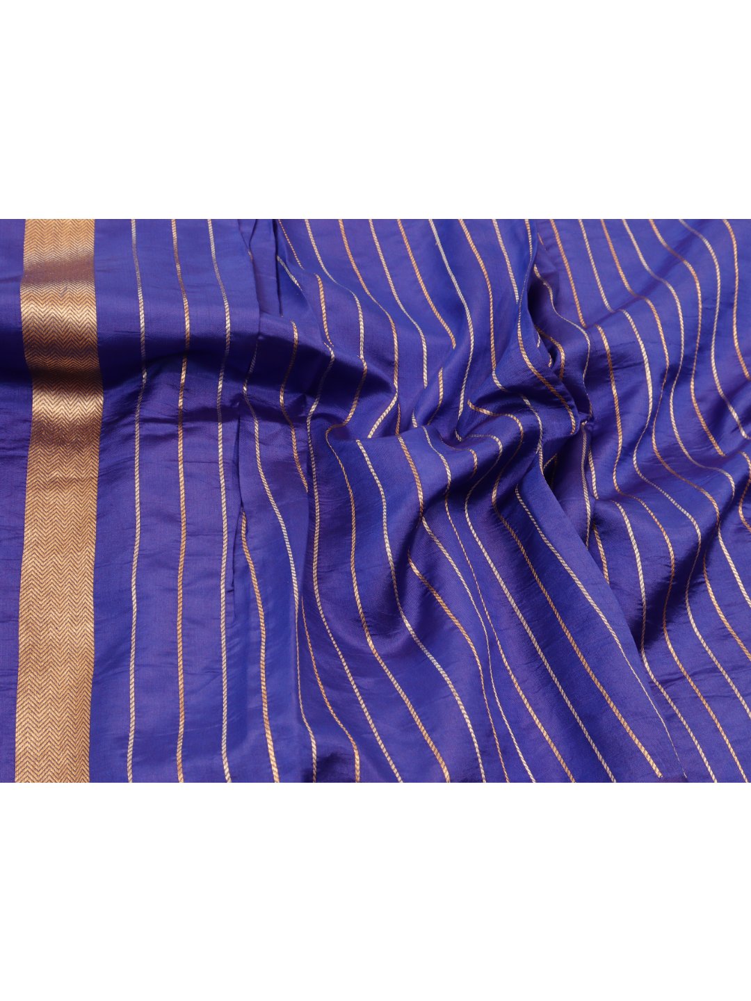 Royal Blue Katan Silk Banarasi saree full spread