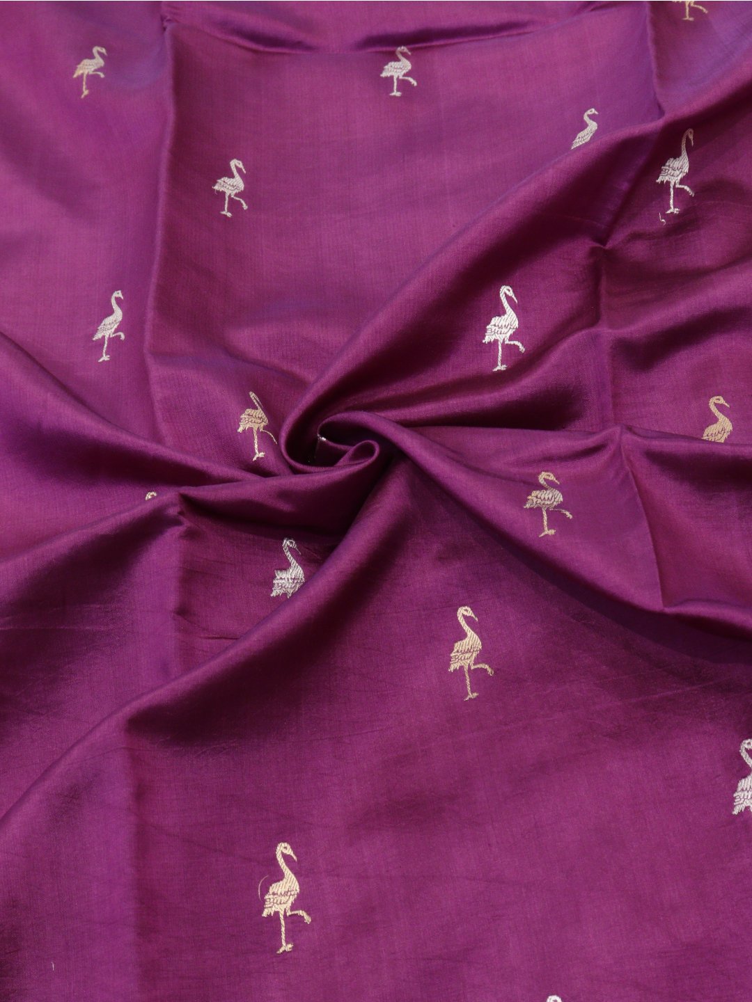 Magenta Pink with gold and silver-toned zari Katan Silk Banarasi saree full spread