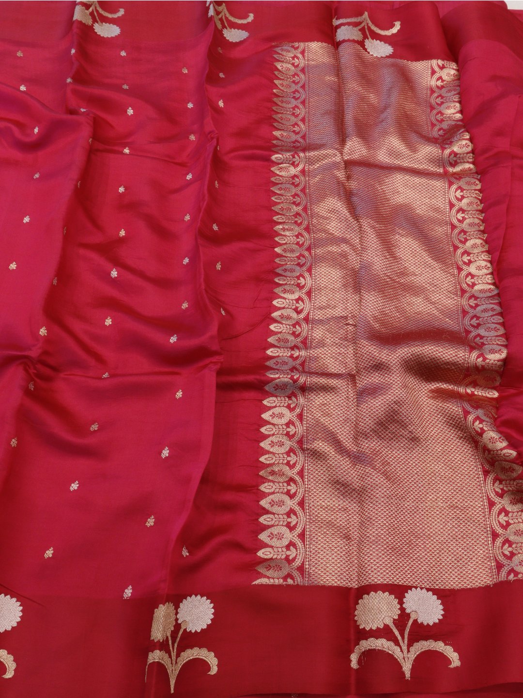 Rose Pink Katan Silk Banarasi saree blouse piece
