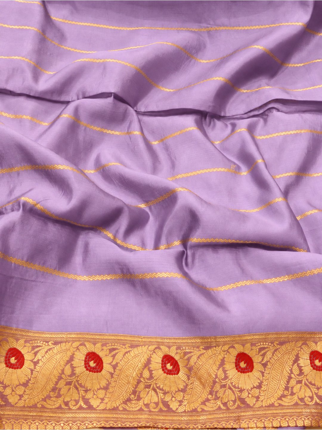 Light Levender Katan Silk Banarasi saree full spread
