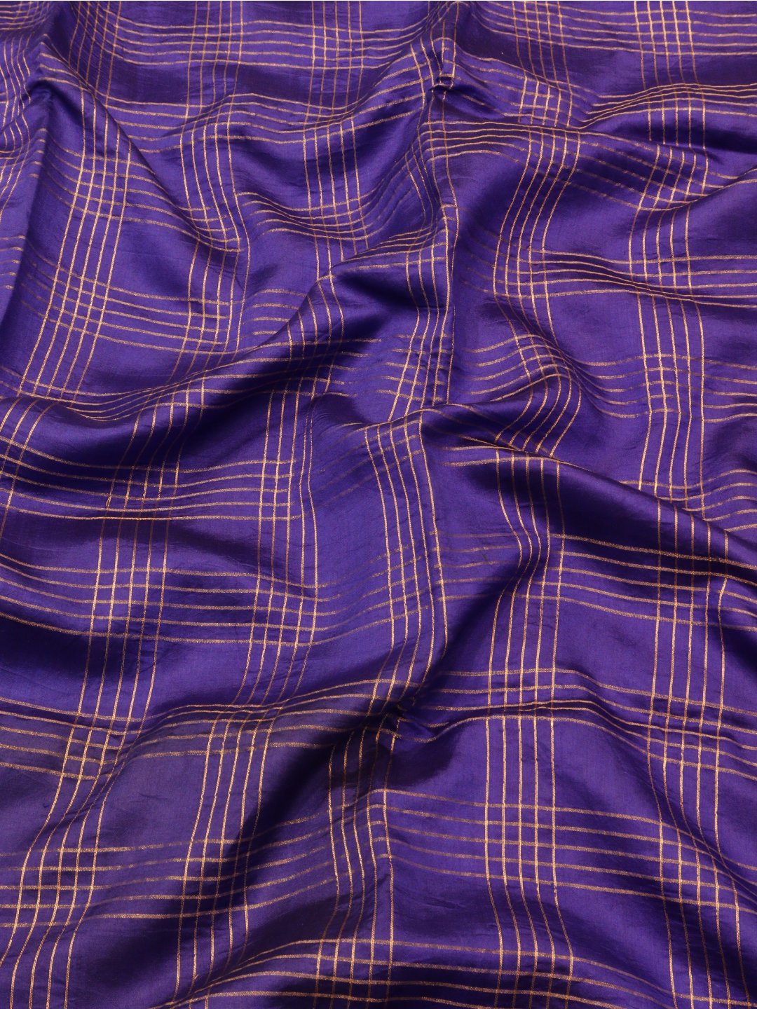 Rich royal purple with gold zari detailing Katan Silk Banarasi saree full spread