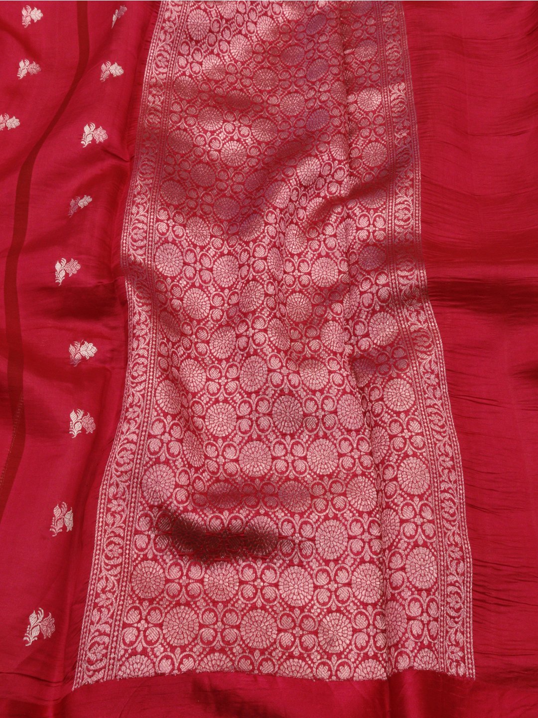 Deep Pink Katan Silk Banarasi saree blouse piece
