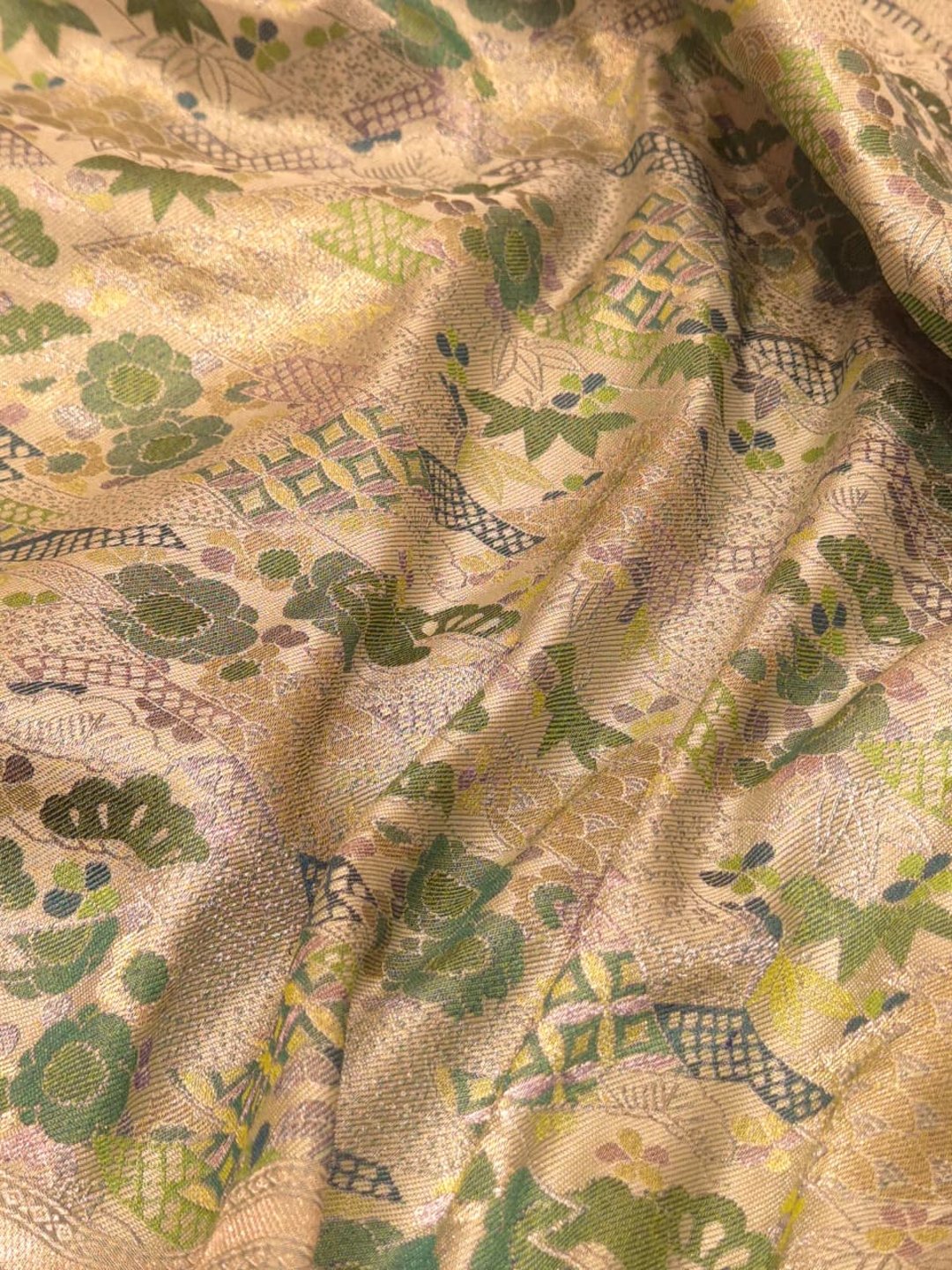 Pista Green Mulbari silk Banarasi saree border closeup