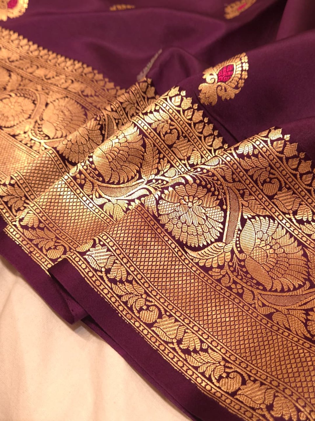 Brown Katan Silk Banarasi saree blouse piece