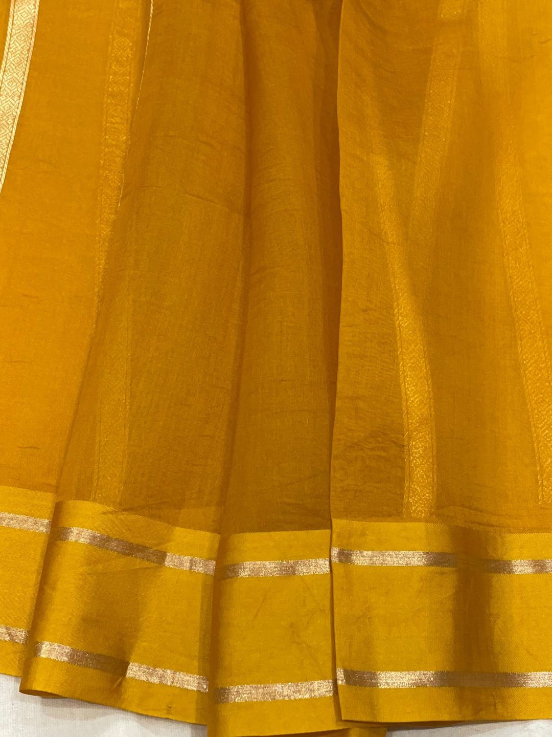 Musturd yellow Kora Silk Banarasi saree blouse piece