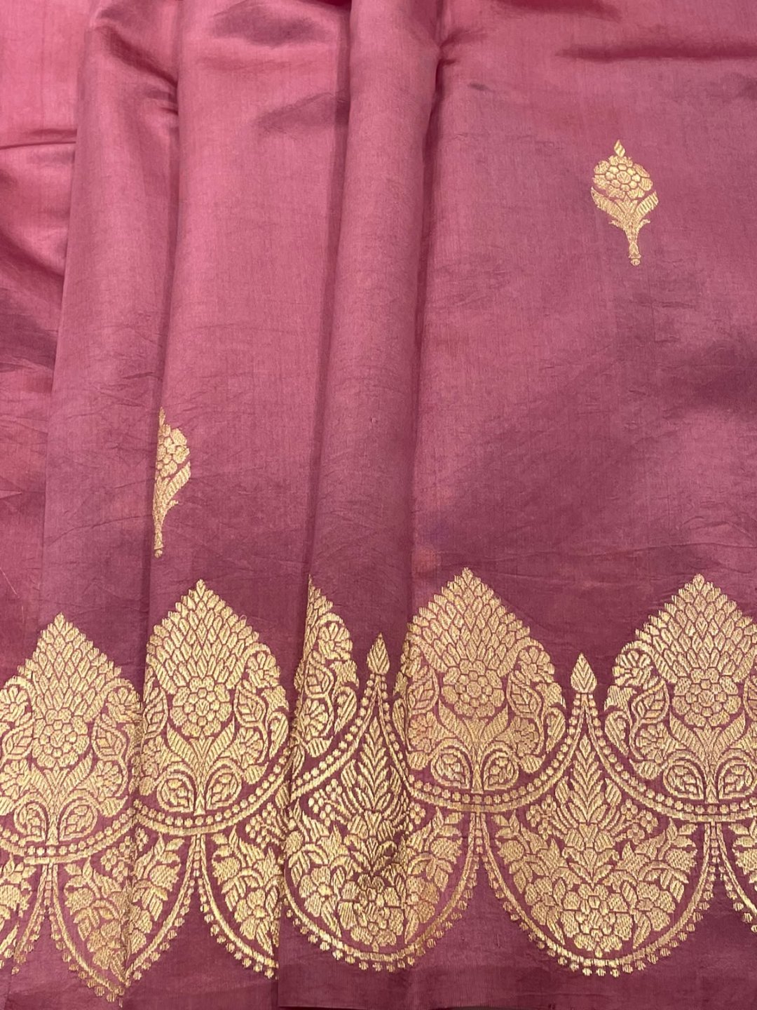 Dusty pink Katan Silk Banarasi saree blouse piece
