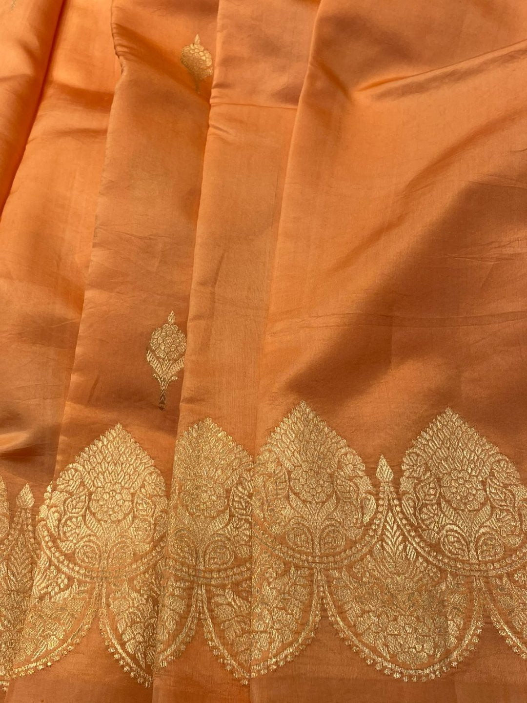Peach Katan Silk Banarasi saree blouse piece