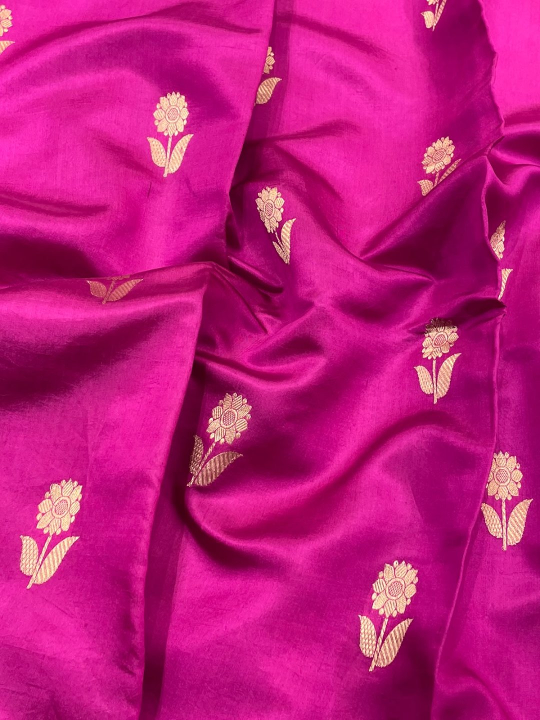 Rani Pink Katan Silk Banarasi saree blouse piece