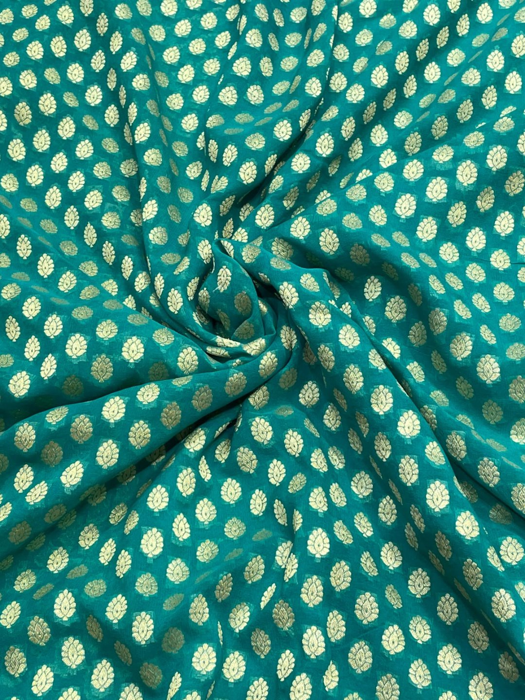 Green Chiffon Banarasi saree blouse piece