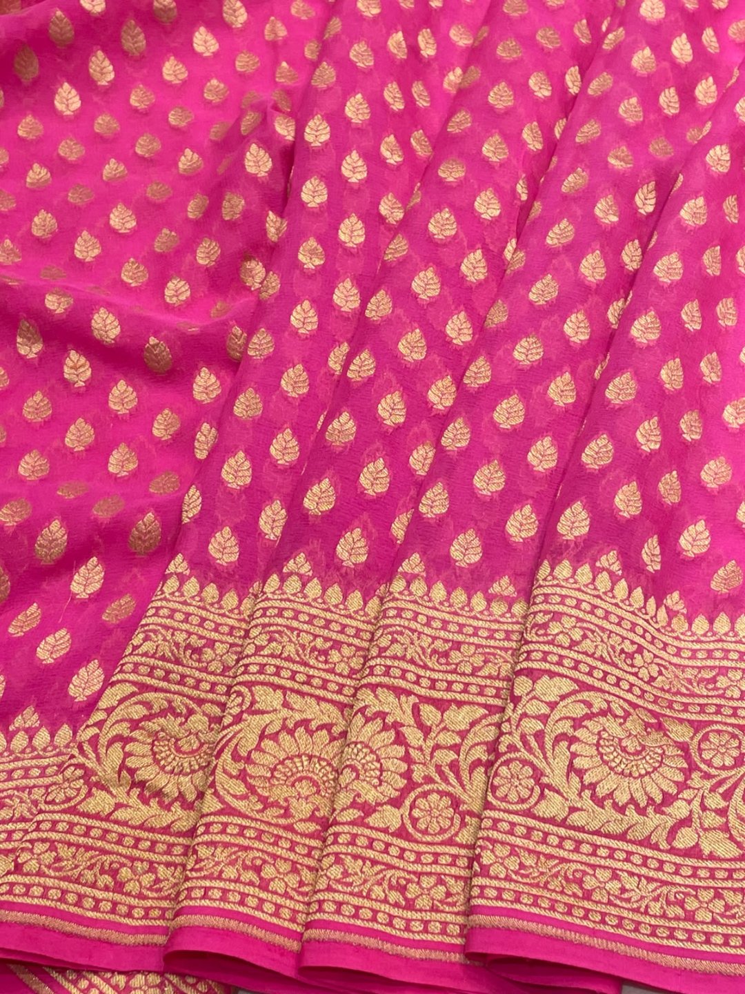 Pink Chiffon Banarasi saree blouse piece
