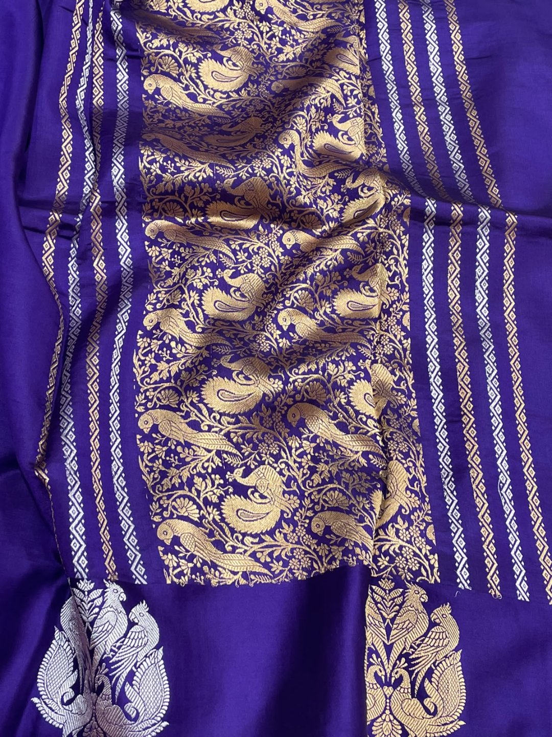 Royal Purple Katan Silk Banarasi saree pallu detail