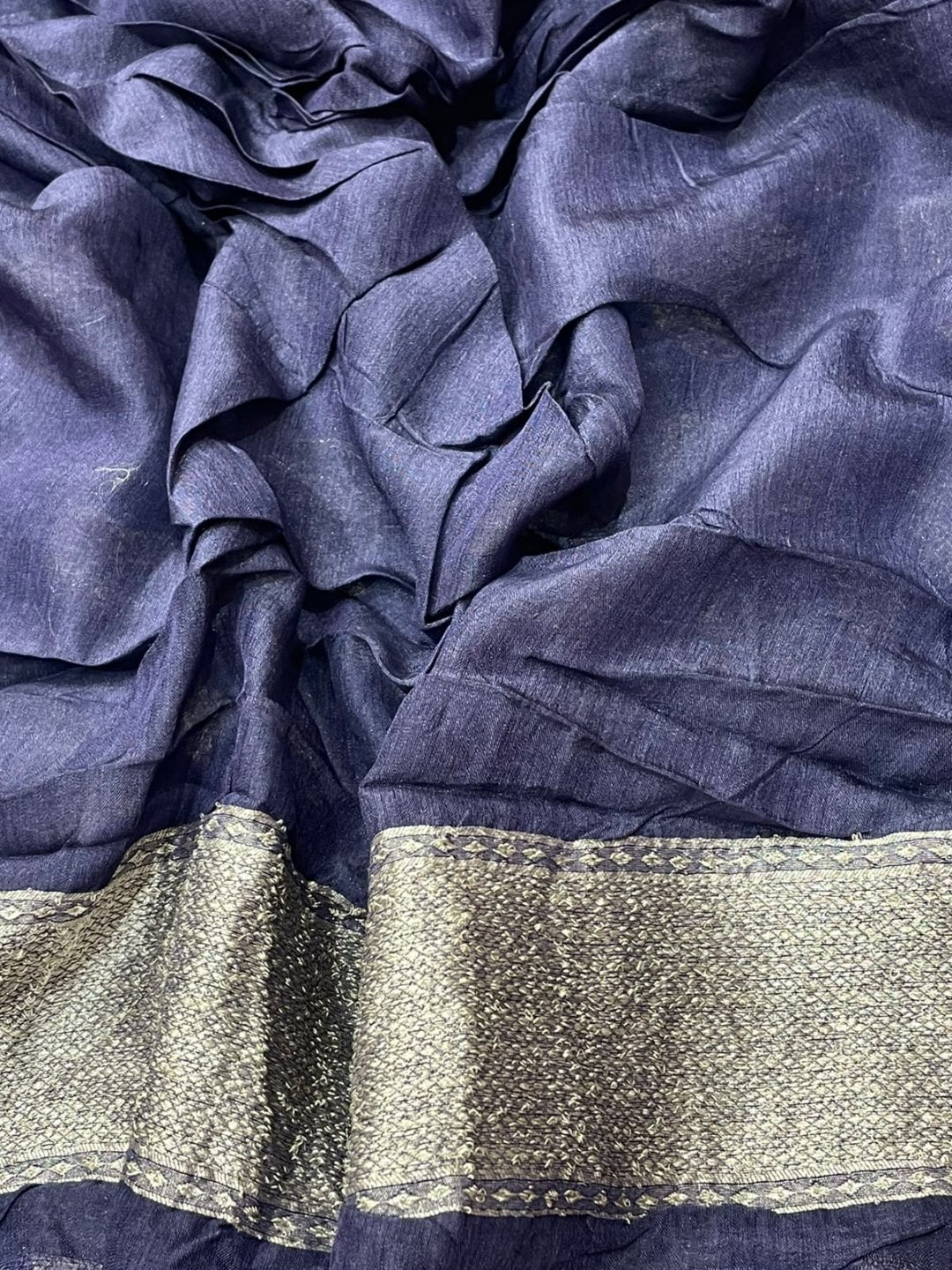 Light Blue Mashru silk Banarasi saree full spread