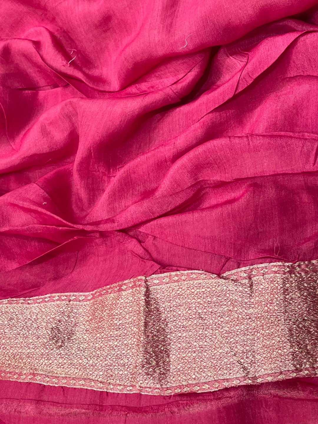 Light pink Tussar Silk Banarasi saree blouse piece
