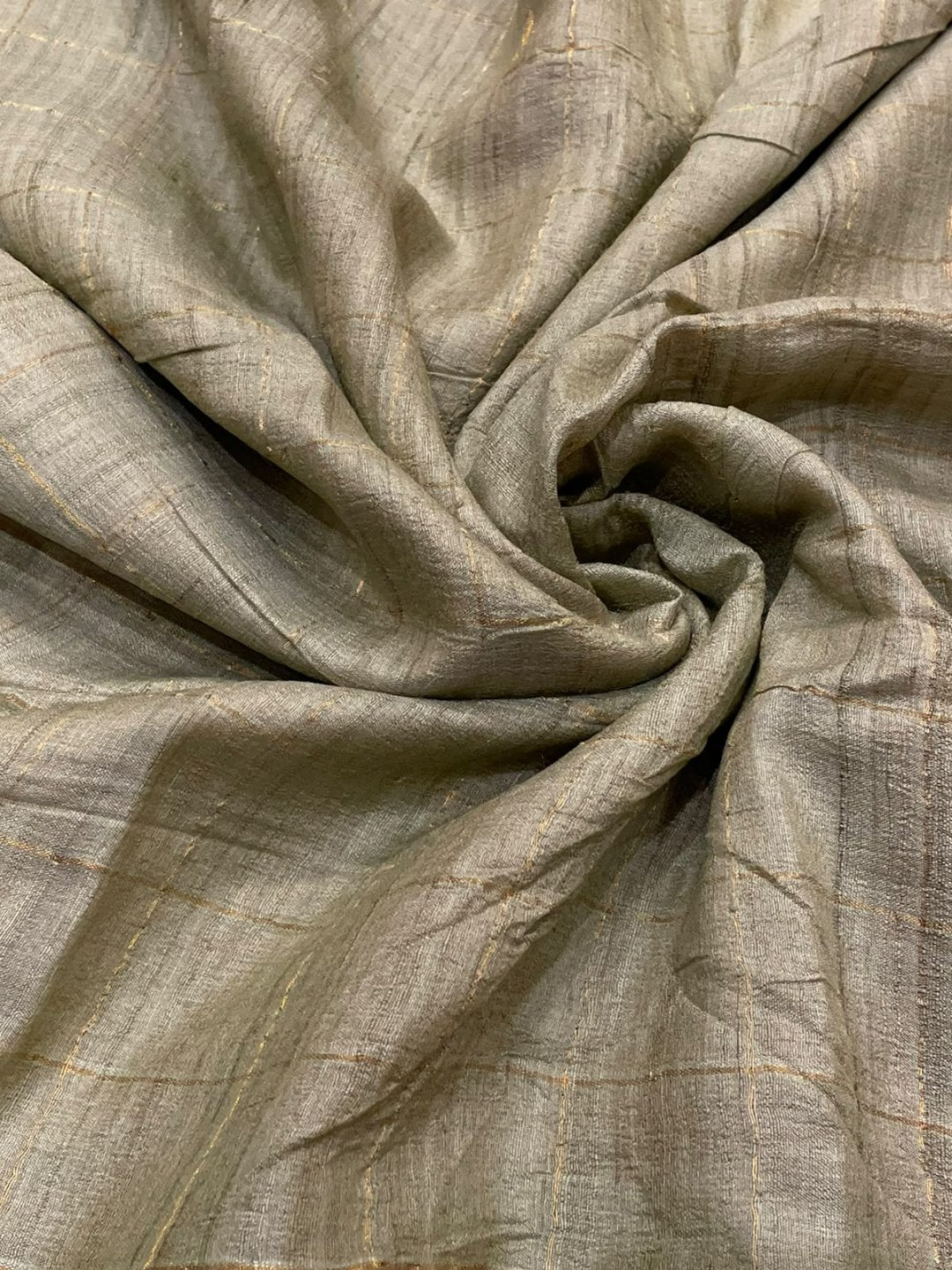 Dusty grey with teal blue border Raw silk saree Banarasi saree border closeup
