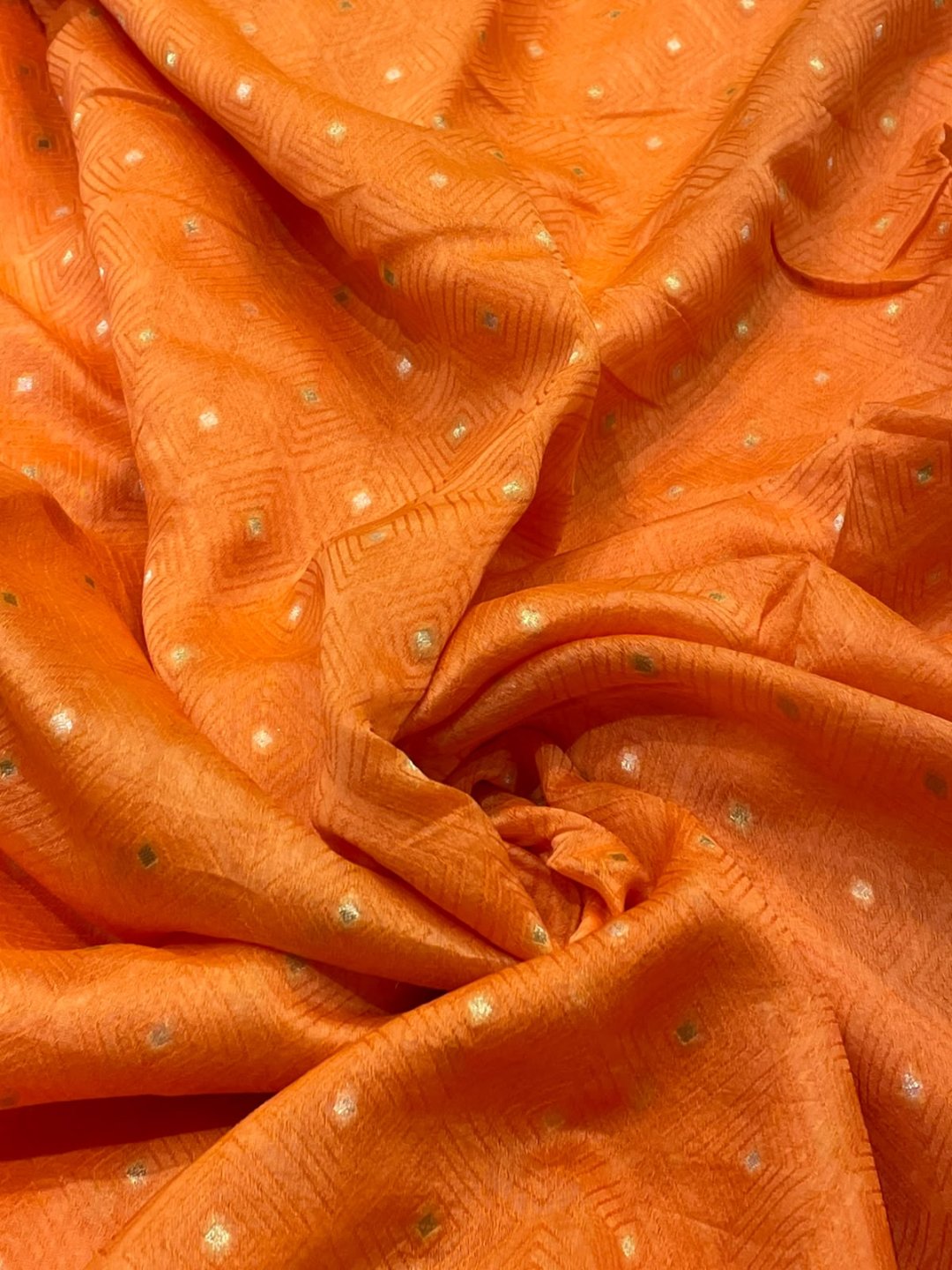 Orange Kora Silk Banarasi saree border closeup