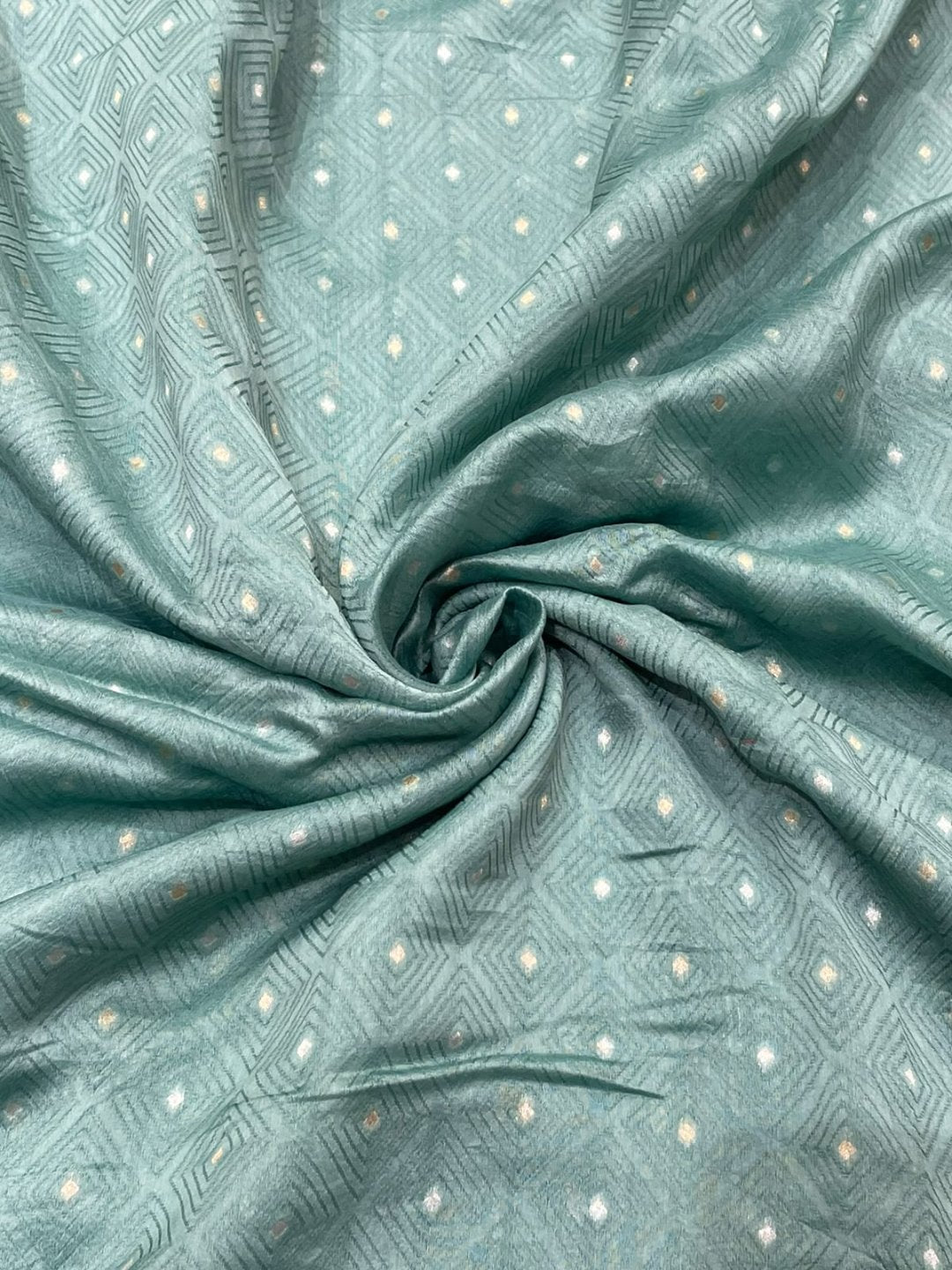 Sea Green Kora Silk Banarasi saree border closeup