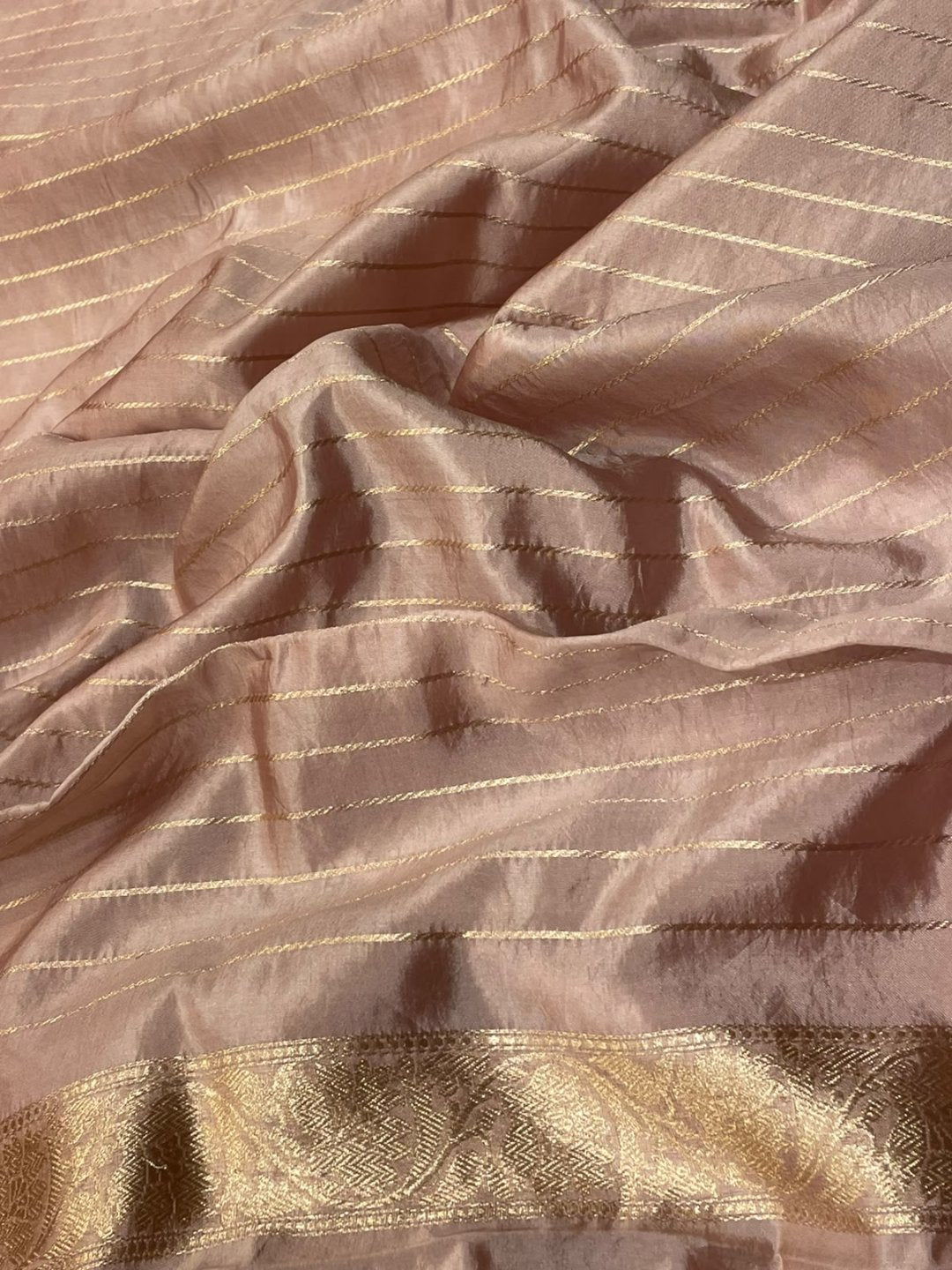 Light peach Katan Silk Banarasi saree blouse piece