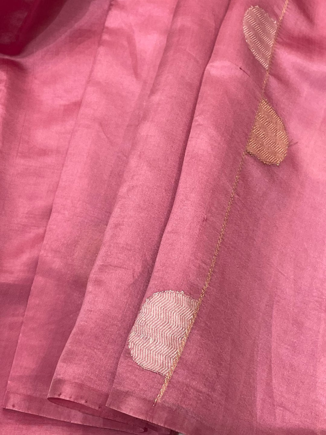Pink Katan Silk Banarasi saree blouse piece