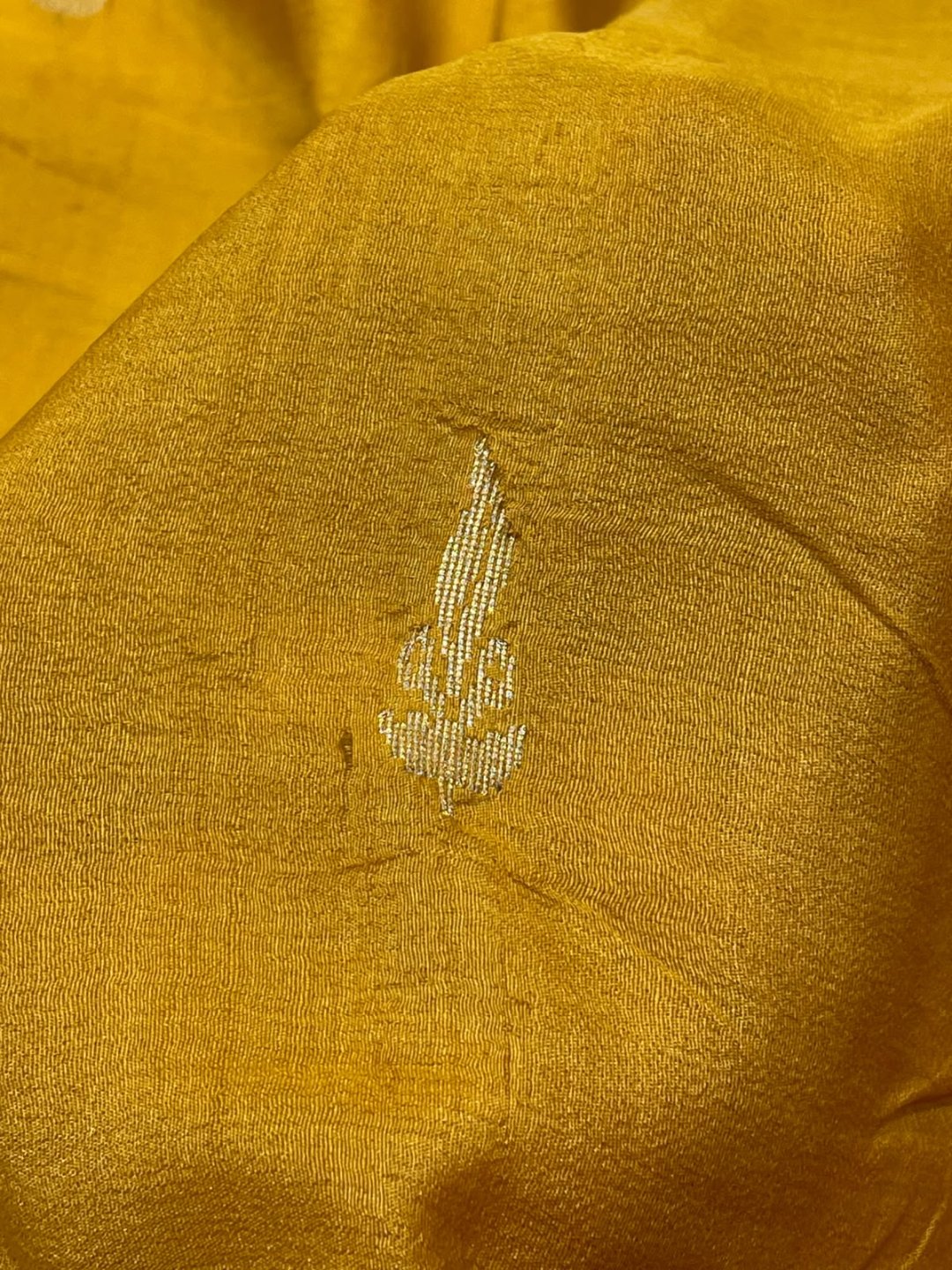 Musturd yello with Red border Tussar Silk Banarasi saree blouse piece