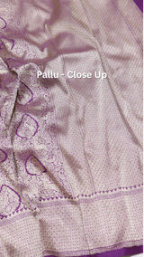 Pre-Order : Purple Pure Katan Silk Banarasi Shikargah Khinkhwad Handloom Saree