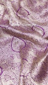 Pre-Order : Purple Pure Katan Silk Banarasi Shikargah Khinkhwad Handloom Saree