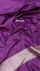 Pre-Order : Purple Pure Katan Silk Banarasi Shikargah Khinkhwad Handloom Saree