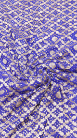 Handwoven Royal Blue color Bandhej Khaddi Georgette Saree