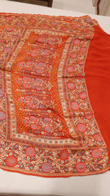 Handwoven Bandhej Khaddi Georgette Saree