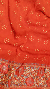 Handwoven Bandhej Khaddi Georgette Saree