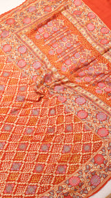 Handwoven Bandhej Khaddi Georgette Saree