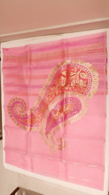 Handloom Pure Kora Silk Saree Paisley Pallu