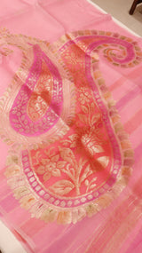 Handloom Pure Kora Silk Saree Paisley Pallu