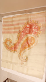 Handloom Pure Kora Silk Saree Paisley Pallu