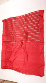 Red Stripe Kora Silk Saree