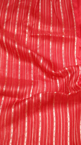 Red Stripe Kora Silk Saree