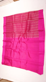 Hot Pink Stripe Kora Silk Saree